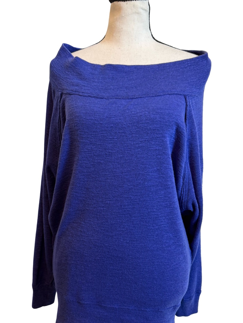 We The Free Free People Blue Off Shoulder Knit Sweater Top Small Slouchy